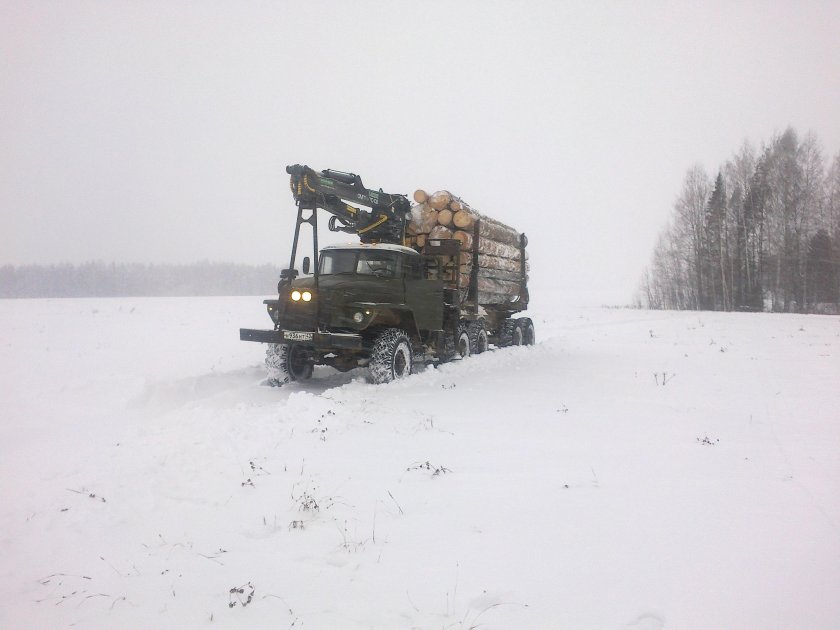 Урал лесовоз груженый