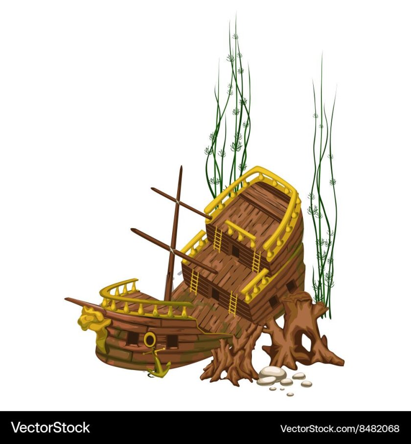 Затонувший корабль на прозрачном фоне