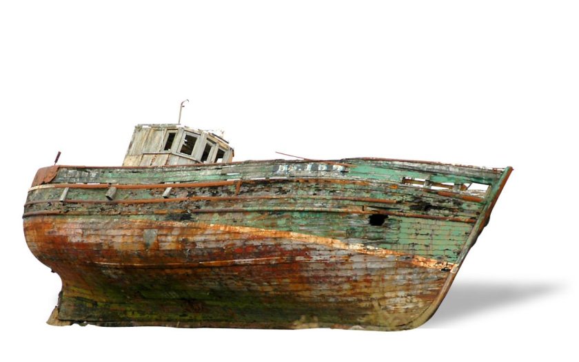 Затонувший деревянный корабль