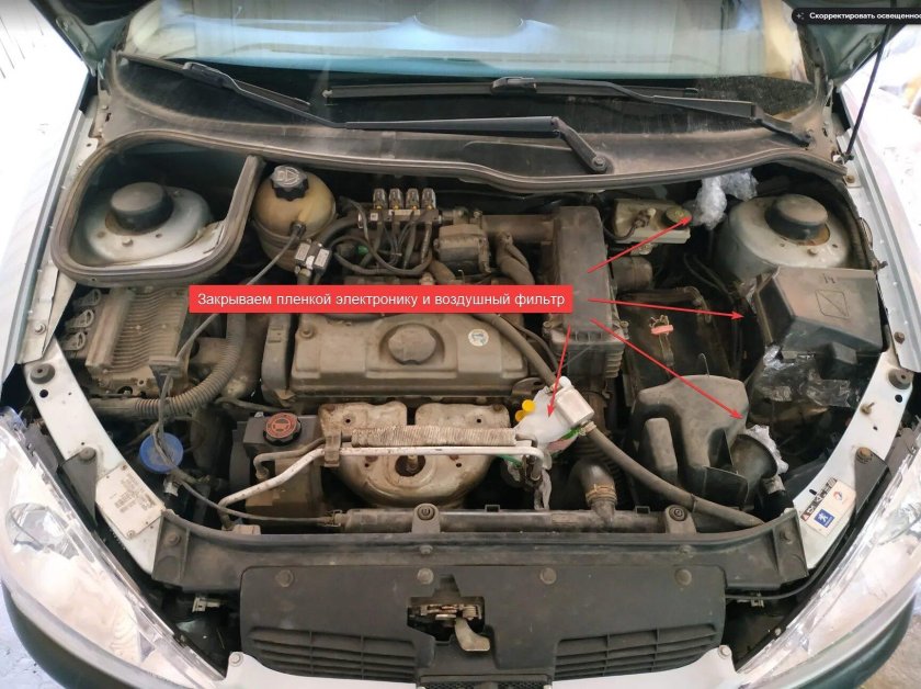 Моторный отсек Пежо 206 1.4