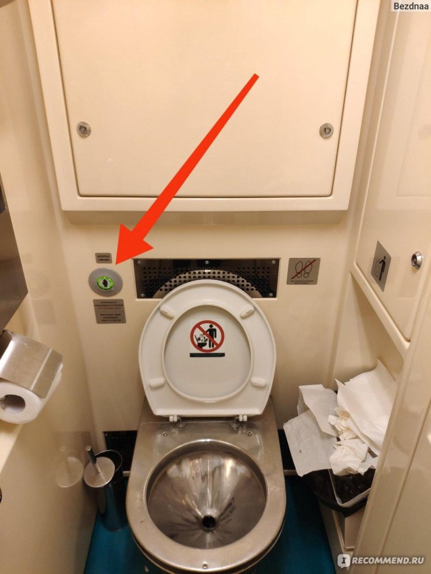 Кнопка смыва в поезде