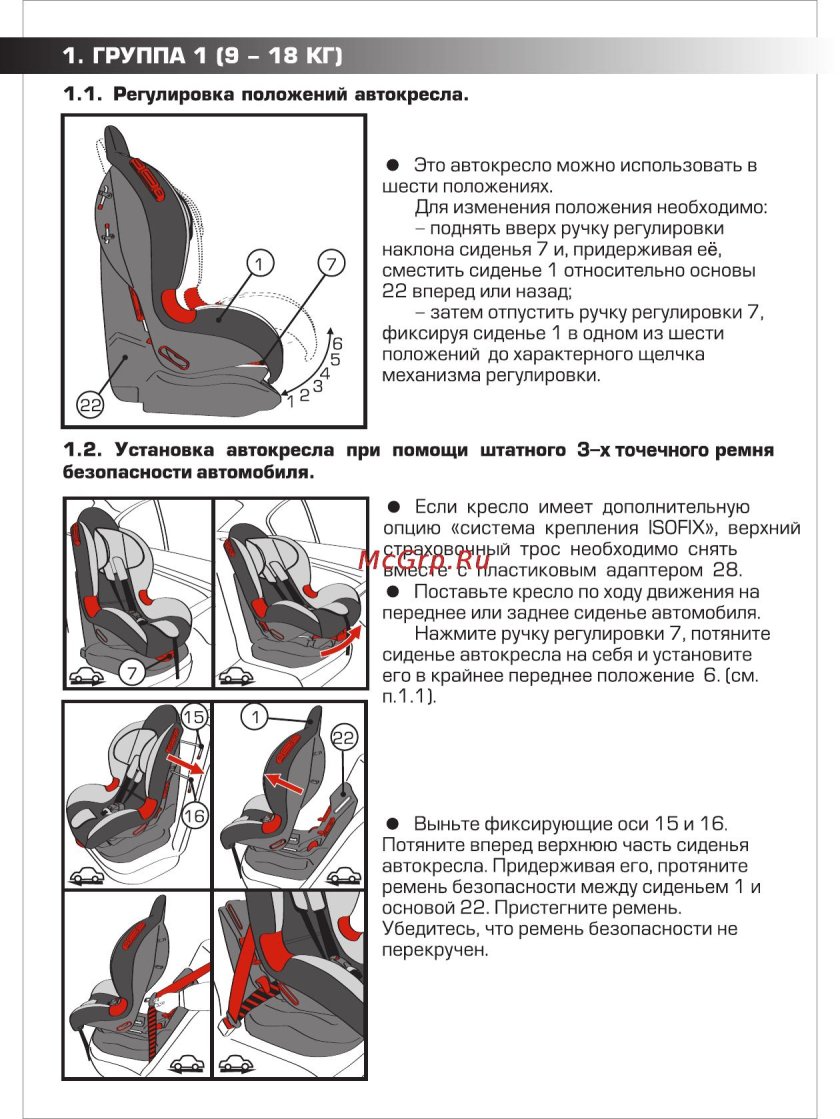 Автокресло Siger 9-18кг