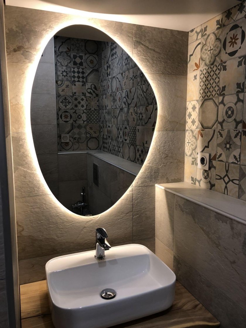 Зеркало неправильной формы в ванную