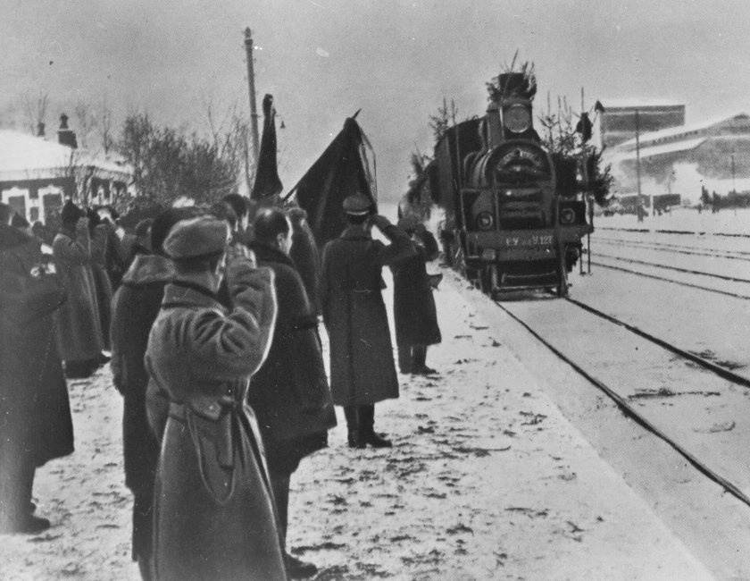 Траурный поезд Ленина на Павелецком вокзале