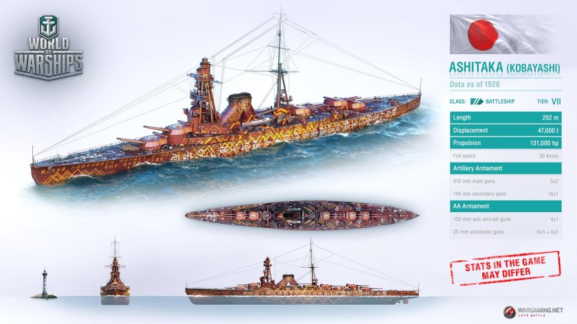 Линкор Ашитака World of Warships
