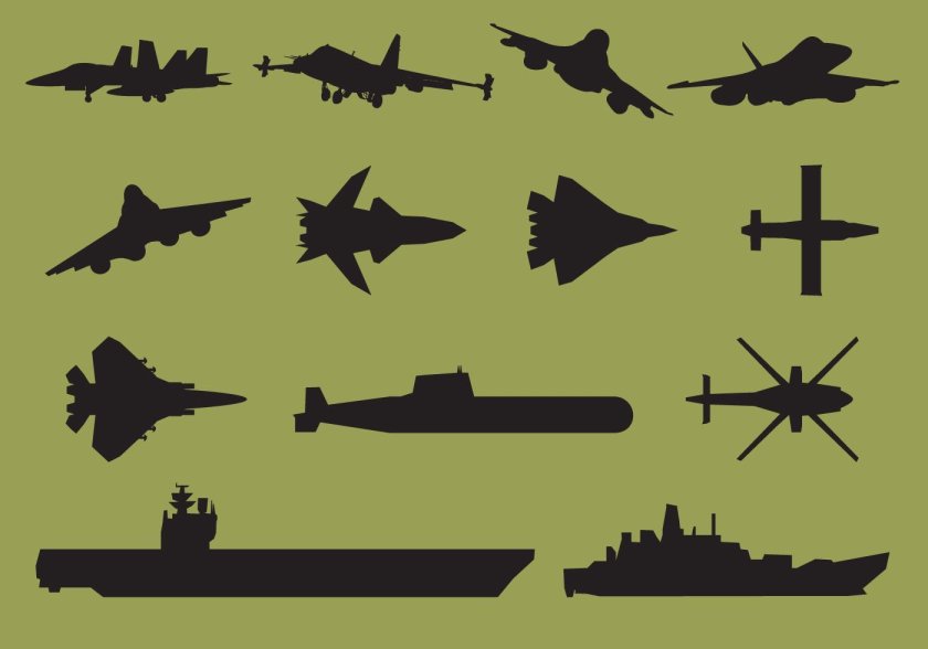 Силуэт военного самолета