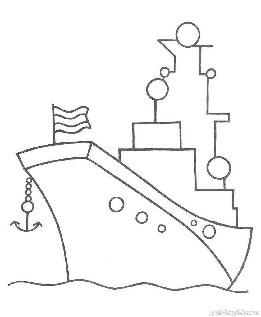 Военный корабль раскраска для детей