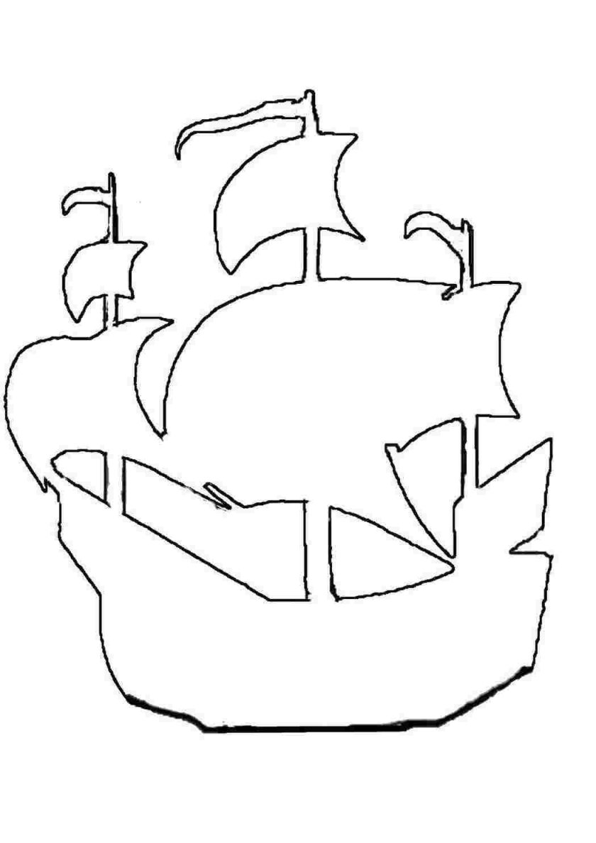 Трафарет парусника для детей