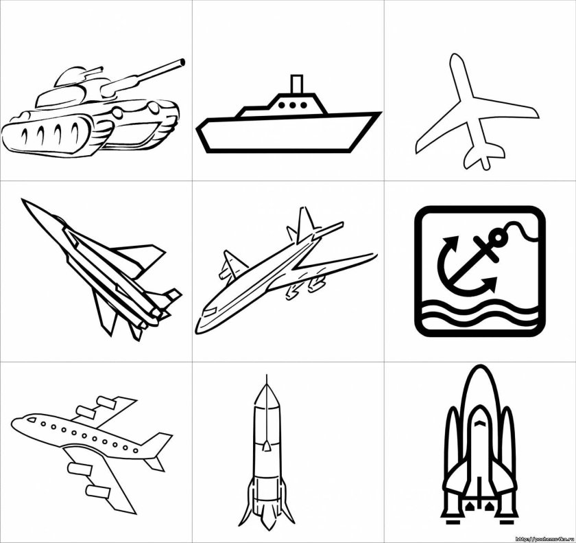 Контур военной техники для детей