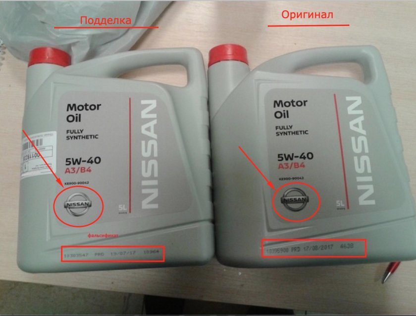 Поддельное масло Nissan 5w40