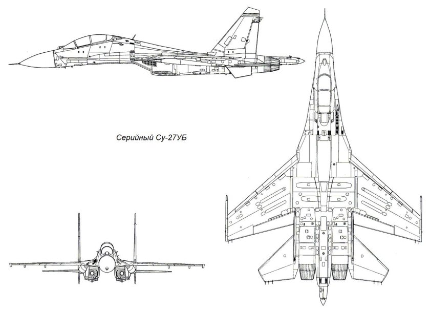 Чертеж самолета Су-30