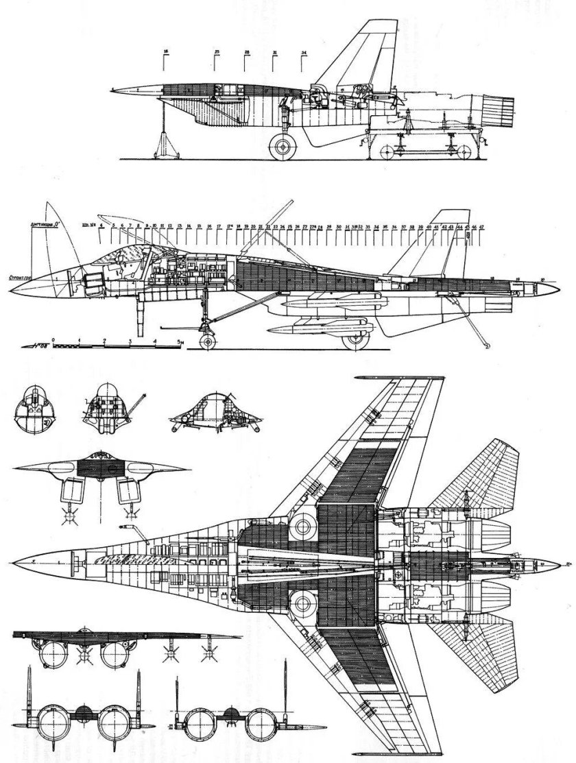 Чертеж самолета Су 27
