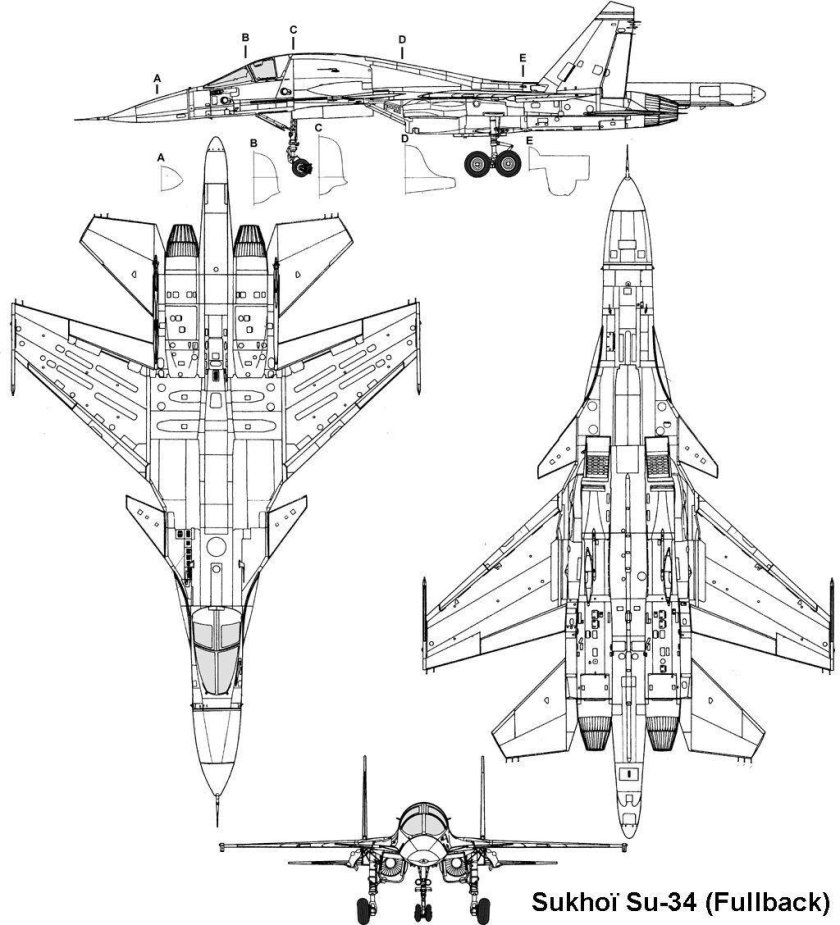 Чертежи самолёта Су 34
