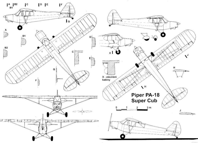 Piper pa-18 super Cub чертежи