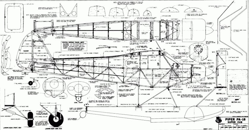 Пайпер каб самолет чертежи