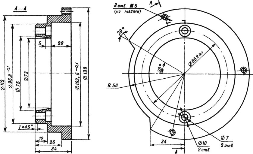 Переходник генератора ИЖ 6в на ИЖ 12в планшайба чертеж