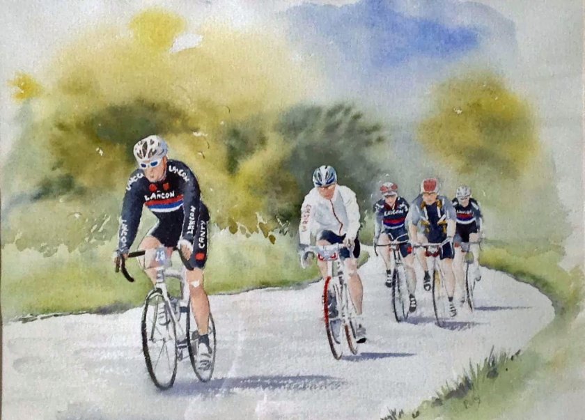 Велосипедисты живопись