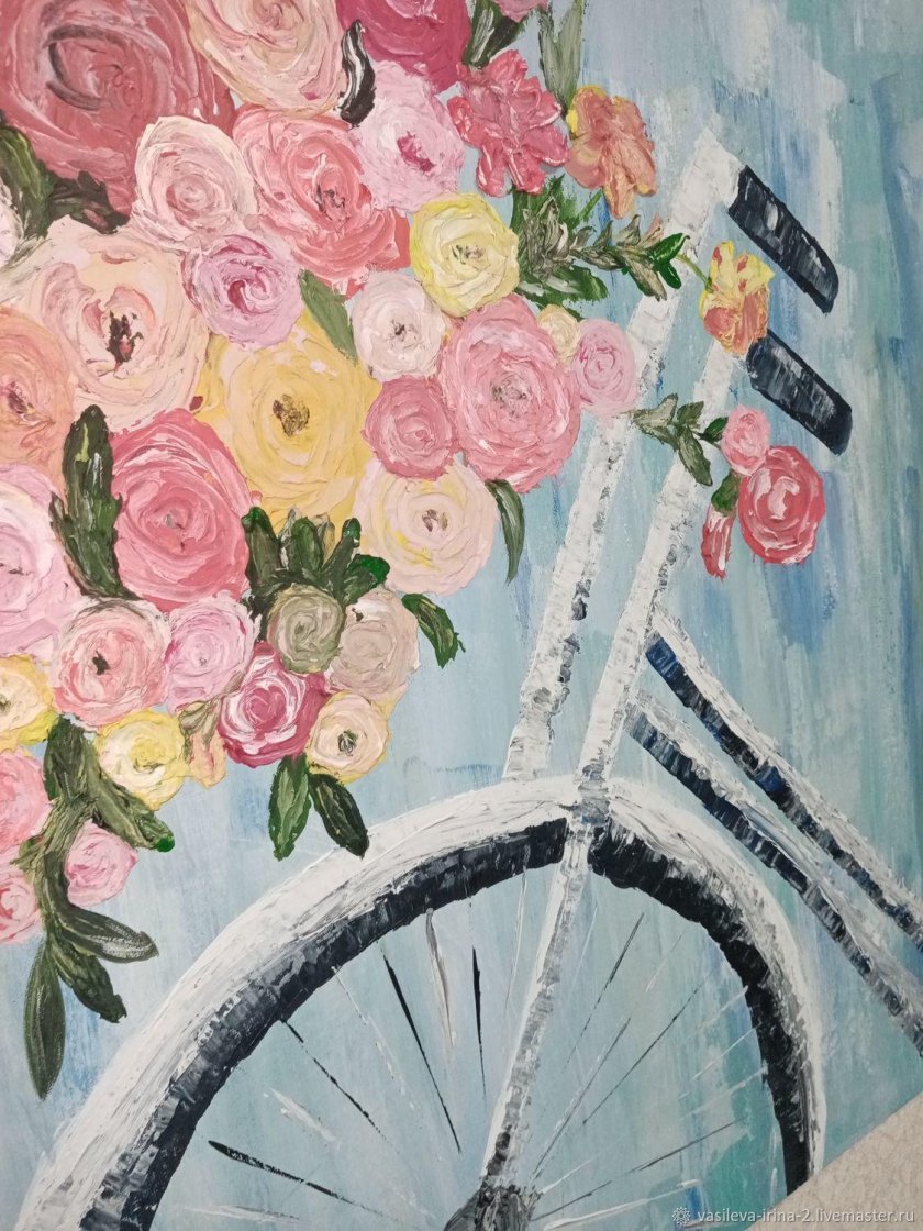 Картина велосипед с цветами