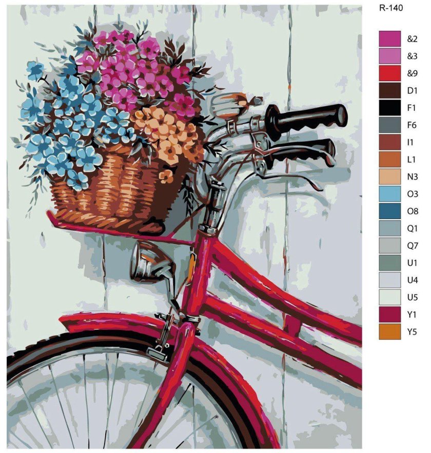 Живопись с велосипедом и цветами