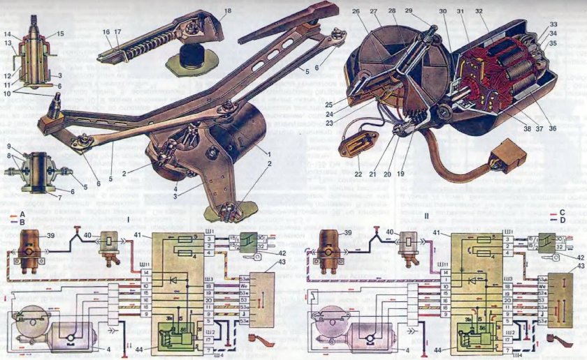 Схема моторчика дворников ВАЗ 2107