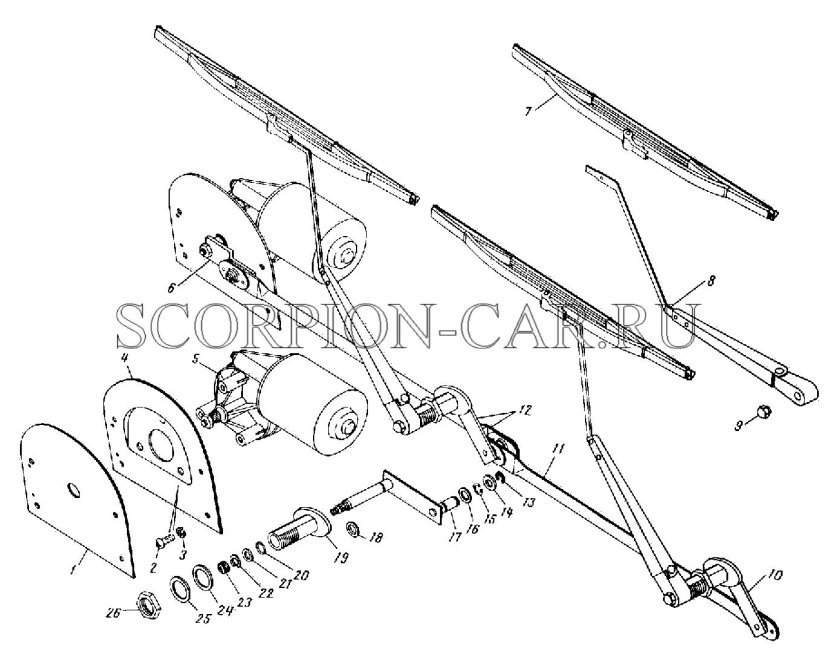 Привод стеклоочистителя КАМАЗ 65115