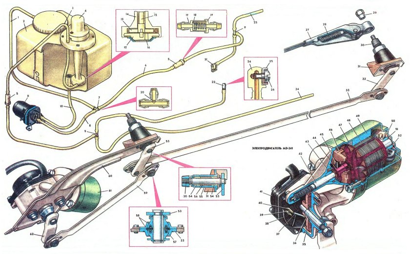 Схема стеклоочистителя ВАЗ 2107 инжектор