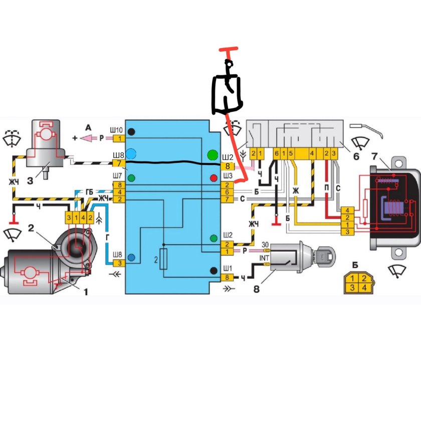 Схема подключения моторчика стеклоочистителя ВАЗ 2107