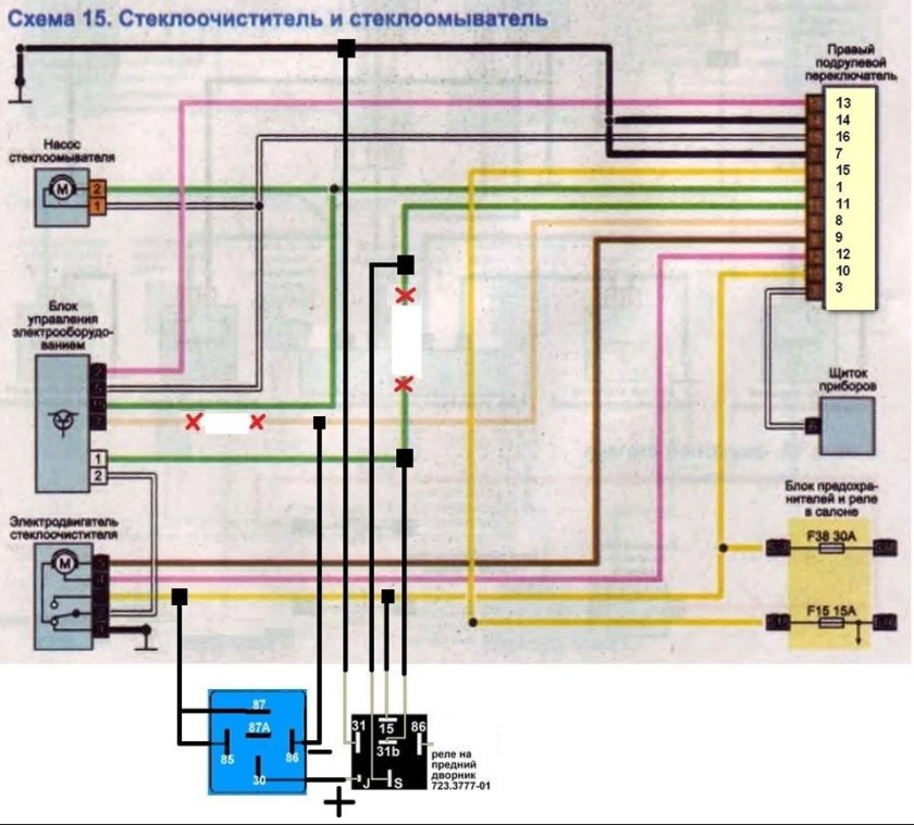 Электросхема стеклоочистителя Renault Duster