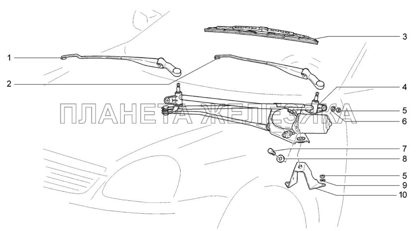 Трапеция стеклоочистителя 2110 схема