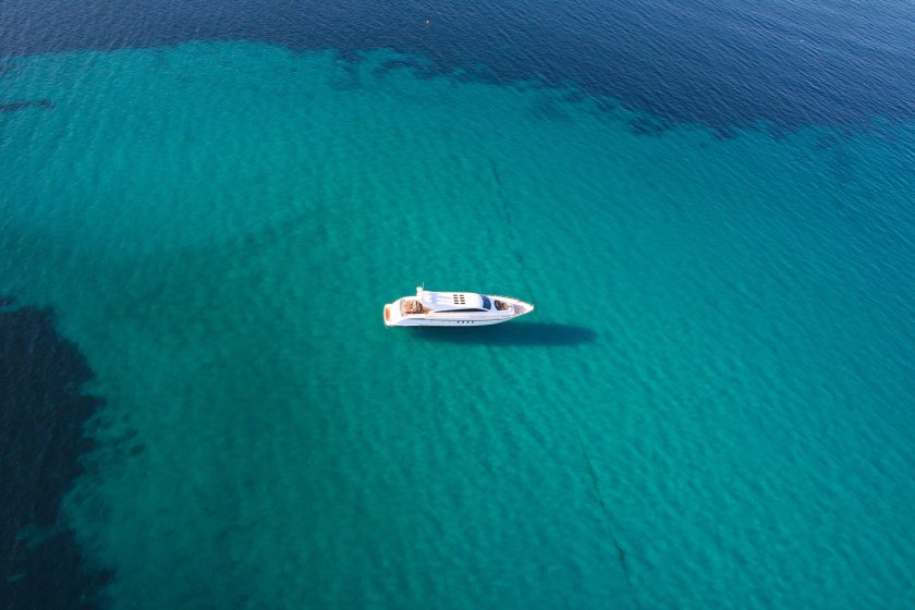 Лодка в море вид сверху