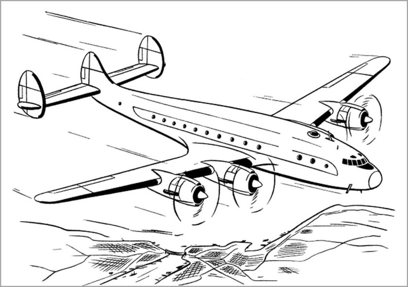 Самолет раскраска для детей