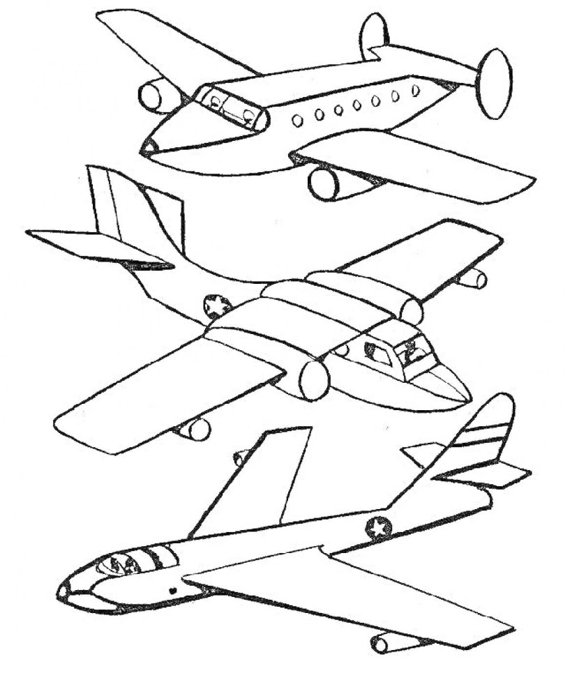 Самолет раскраска для малышей