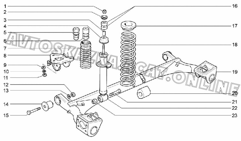 Задний амортизатор Гранта 2190 схема