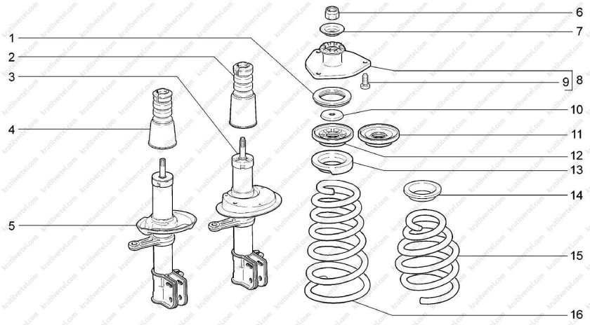 Стойка передняя ВАЗ 1118 схема