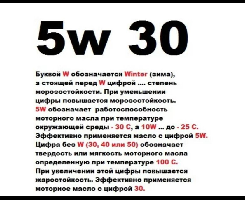 5w30 масло моторное расшифровка