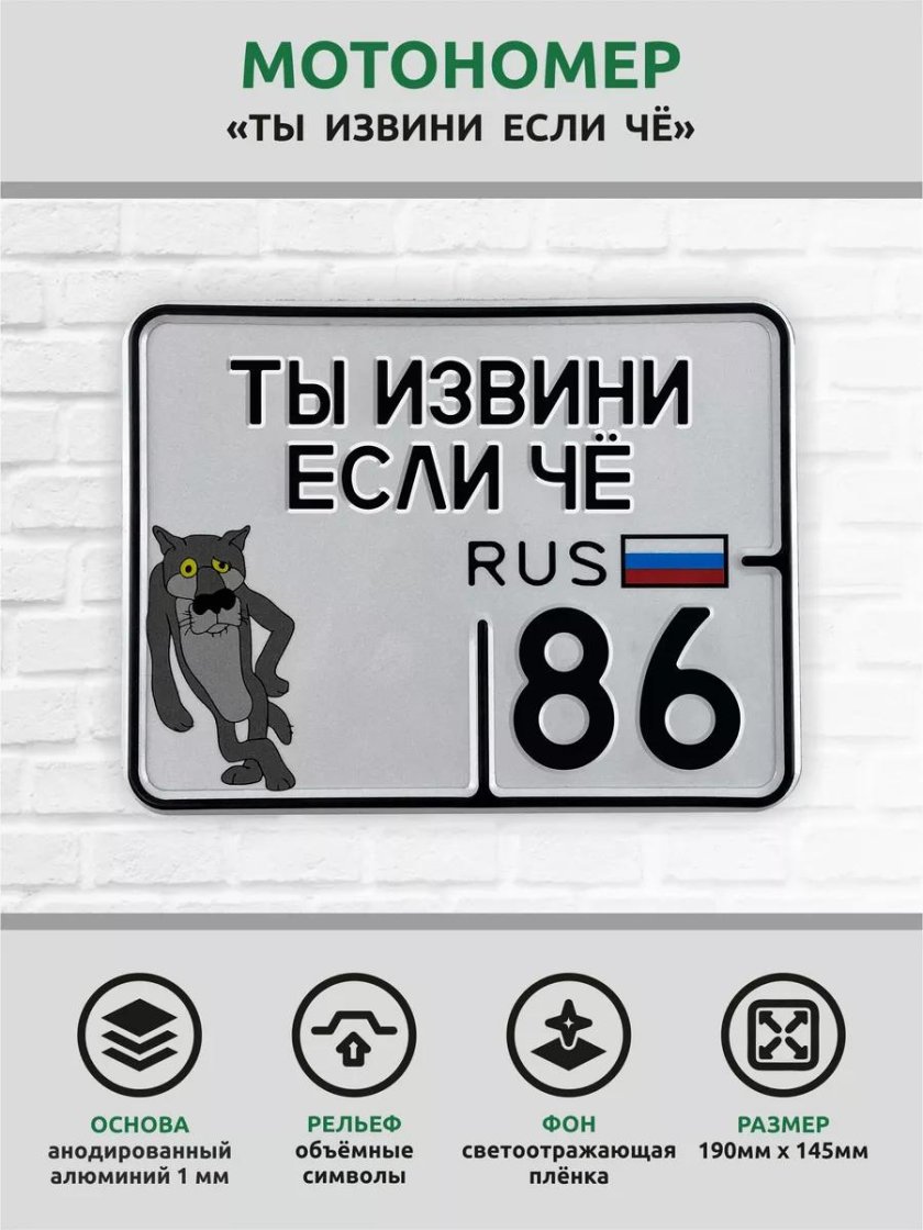 Размер мотоциклетного номера