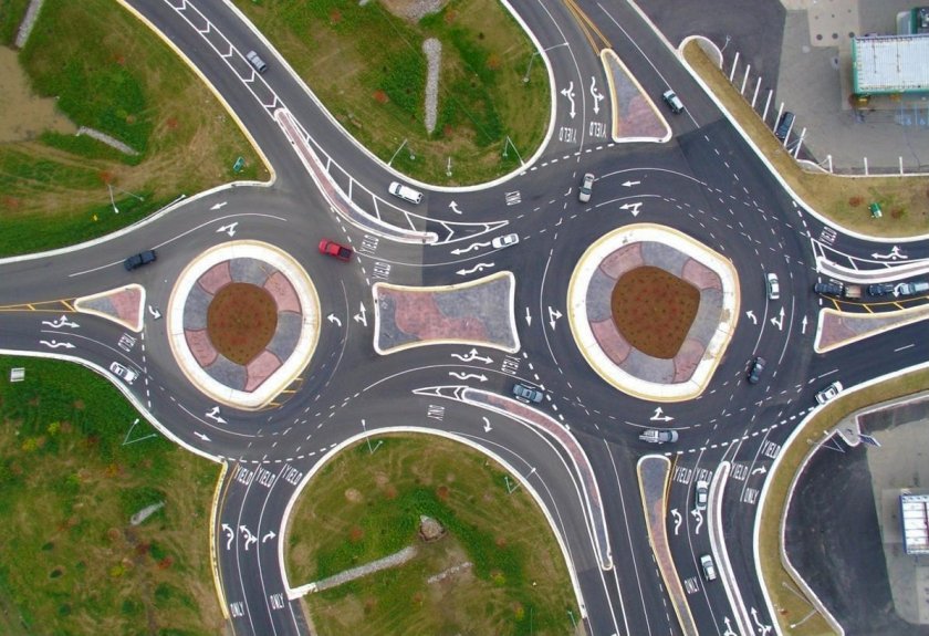 Сложные кольцевое движение перекресток