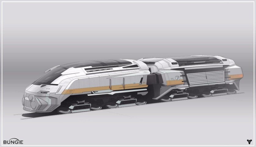 Поезд концепт арт Sci Fi