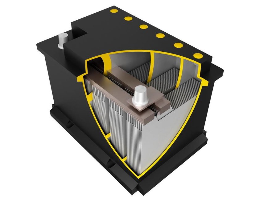 Автомобильный аккумулятор в разрезе
