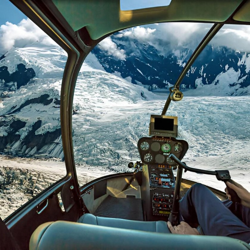 Вид с кабины вертолета