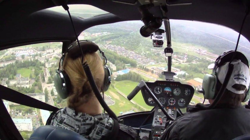 Вертолет Robinson r44 вид из кабины