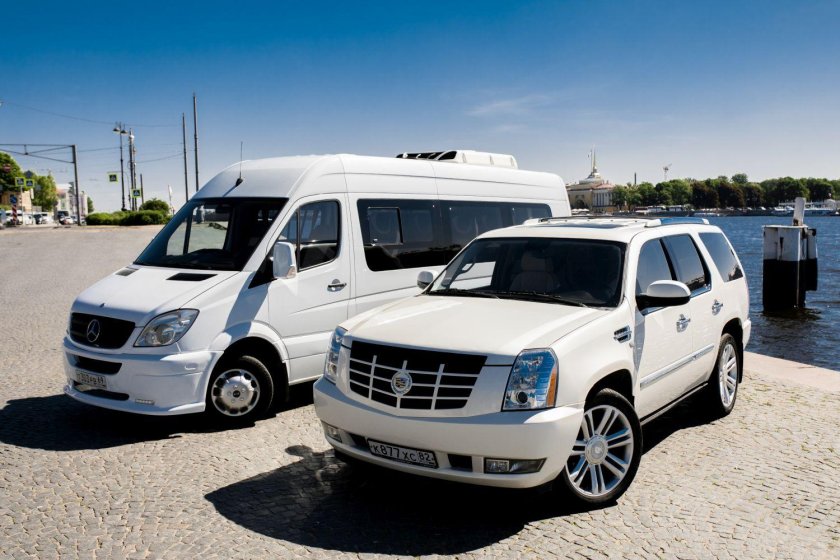 Mercedes and Cadillac Escalade