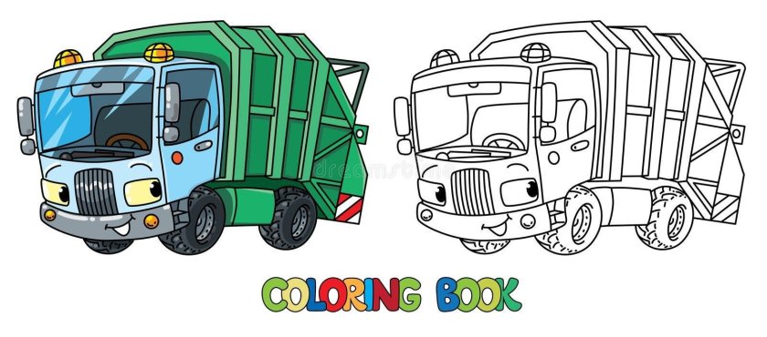 Мусоровоз раскраска для малышей