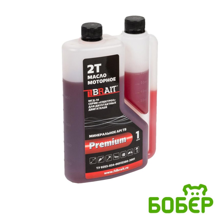 Масло для 2-х такт. Двигателей 1.0л Brait Premium API TB минеральное с дозатором