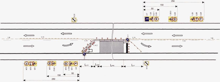 Схема организации движения и ограждения места производства работ