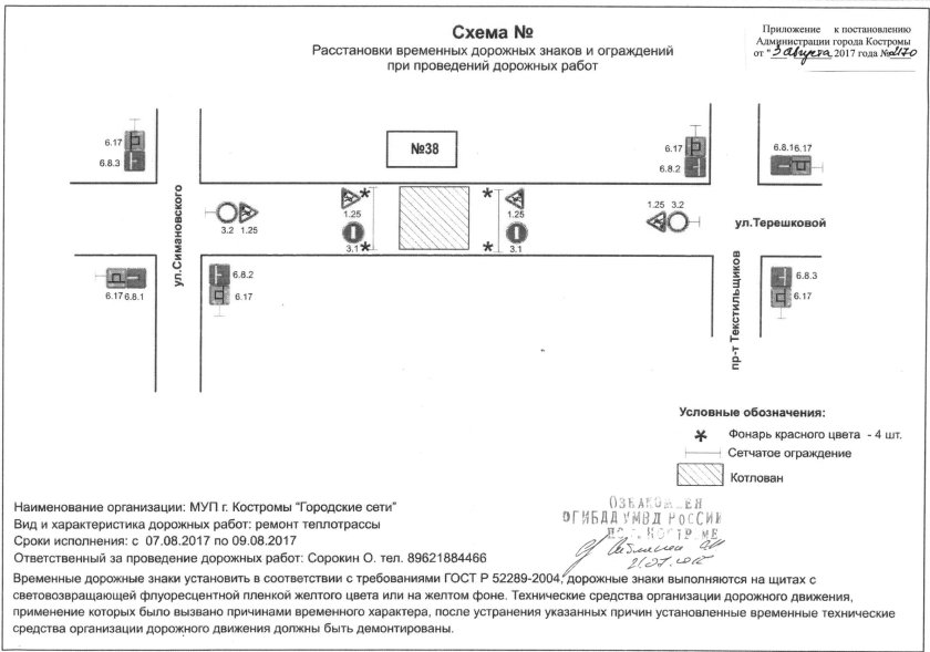 Схема организации дорожного движения при перекрытии дороги