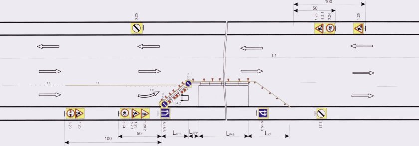 Схемы расстановки временных дорожных знаков