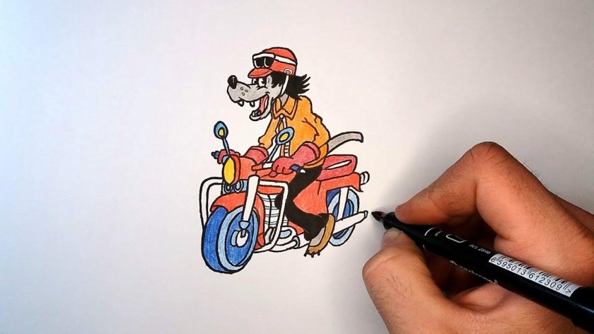 Наклейка на мотоцикле волка ну погоди