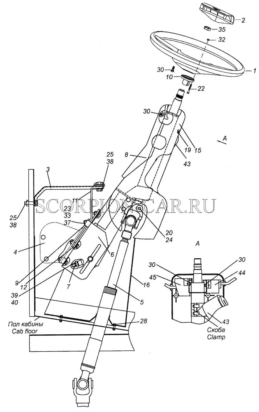 КАМАЗ 4308 рулевой механизм схема