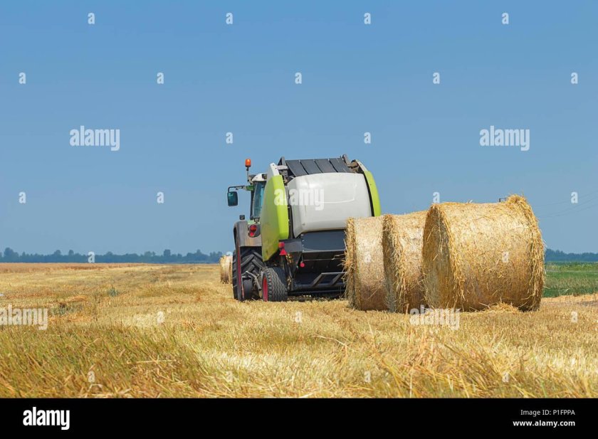 Tractor with Round Baler